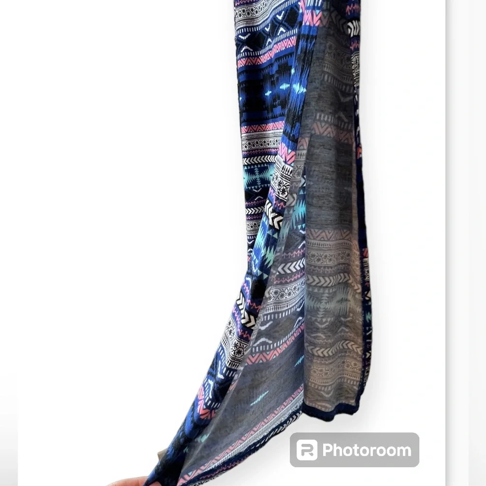 Charlotte Russe Medium High Slit Boho Hippie  SouthWestern Blue Maxi Skirt‎ - Picture 2 of 8